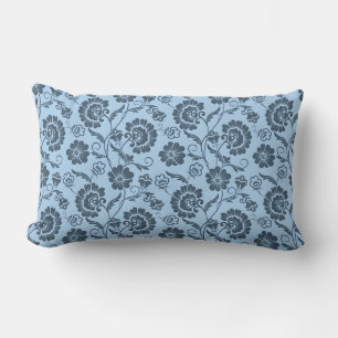 Coussin Rectangle Motif floral élégant sur fond bleu clair