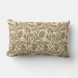 Coussin Rectangle Motif floral en forme de cloche rose stylisé