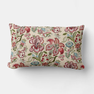 Coussin Rectangle Motif Floral Fleurs tendance colorées rose vert