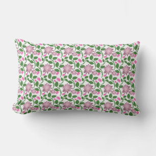 Coussin Rectangle Motif floral foncé sans couture Fleurs roses Feuil
