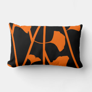 Coussin Rectangle Motif floral noir avec couleur d'accentuation de v