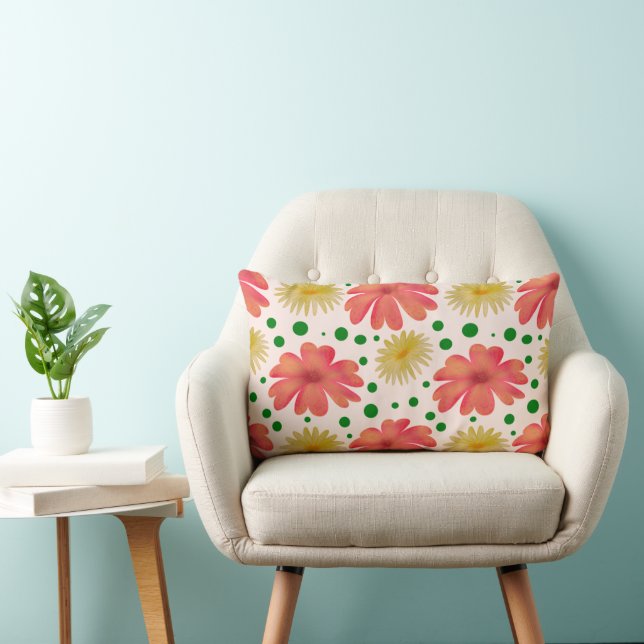 Coussin Rectangle Motif floral rétro brillant sans couture  (Chaise)