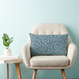 Coussin Rectangle Motif floral rétro dans le style boho. Sakura rose