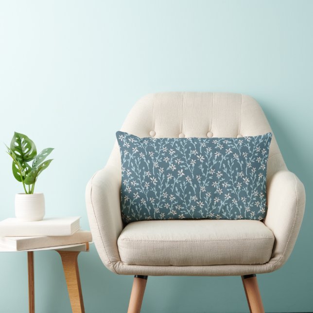 Coussin Rectangle Motif floral rétro dans le style boho. Sakura rose (Chaise)