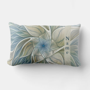 Coussin Rectangle Motif floral rêveur Art abstrait Bleu Kaki Nom
