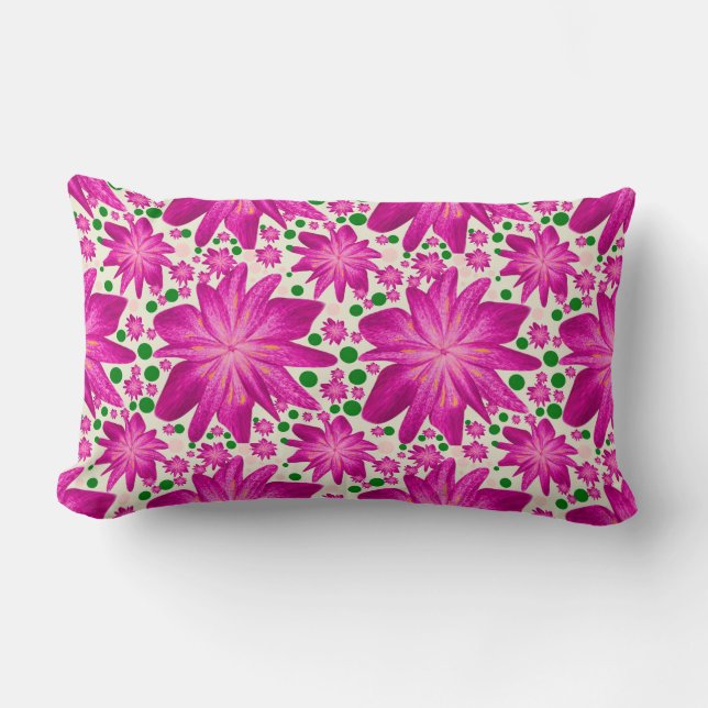 Coussin Rectangle Motif floral rose chaud sans couture  (Recto)