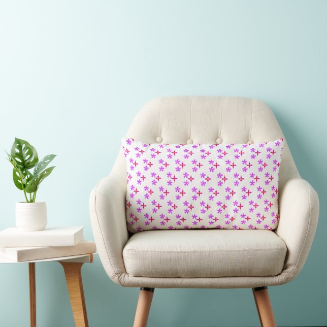 Coussin Rectangle Motif floral rose et violet sur fond noir  (Chaise)