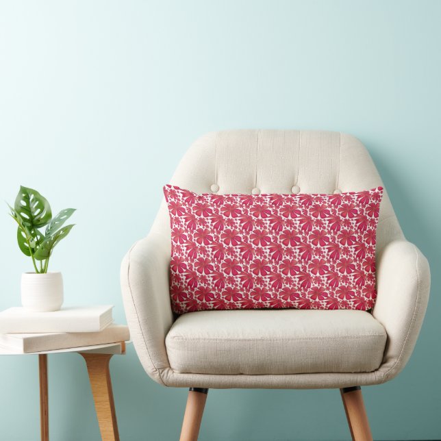 Coussin Rectangle Motif floral rouge sans couture, répétition de fle (Chaise)