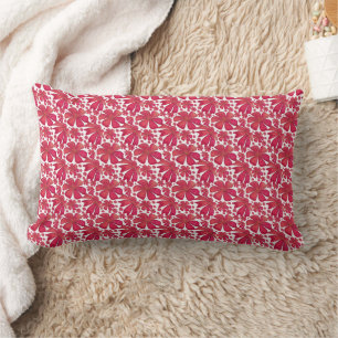 Coussin Rectangle Motif floral rouge sans couture, répétition de fle