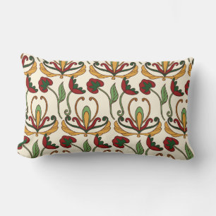 Coussin Rectangle Motif floral sans couture avec des fleurs rouges e