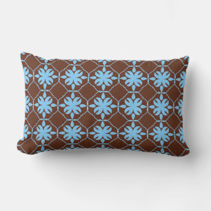 Coussin Rectangle Motif floral sans couture bleu et marron
