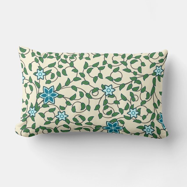 Coussin Rectangle Motif floral sans couture sur fond beige (Recto)