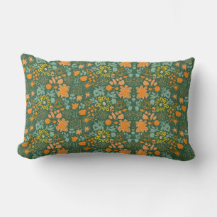 Coussin Rectangle Motif floral sur fond vert foncé 