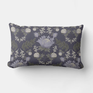 Coussin Rectangle Motif floral symétrique violet foncé