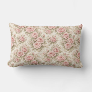Coussin Rectangle Motif floral transparent de rose vintage élégant