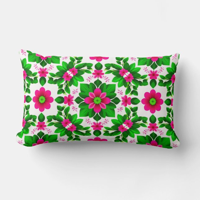 Coussin Rectangle Motif floral tropical vibrant (Recto)