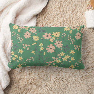 Coussin Rectangle Motif floral vert Boho moderne