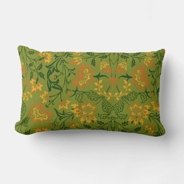 Coussin Rectangle Motif floral vibrant : Fleurs jaunes et oranges (Recto)