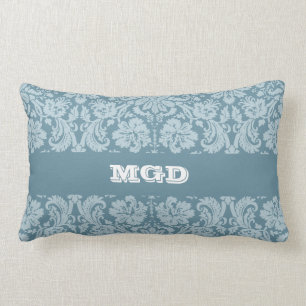 Coussin Rectangle Motif floral vintage de vert bleu de nouveau d'art