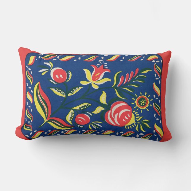 Coussin Rectangle motif folklorique hollandais Pennsylvanie (Recto)