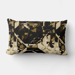 Coussin Rectangle Motif géométrique abstrait noir et beige