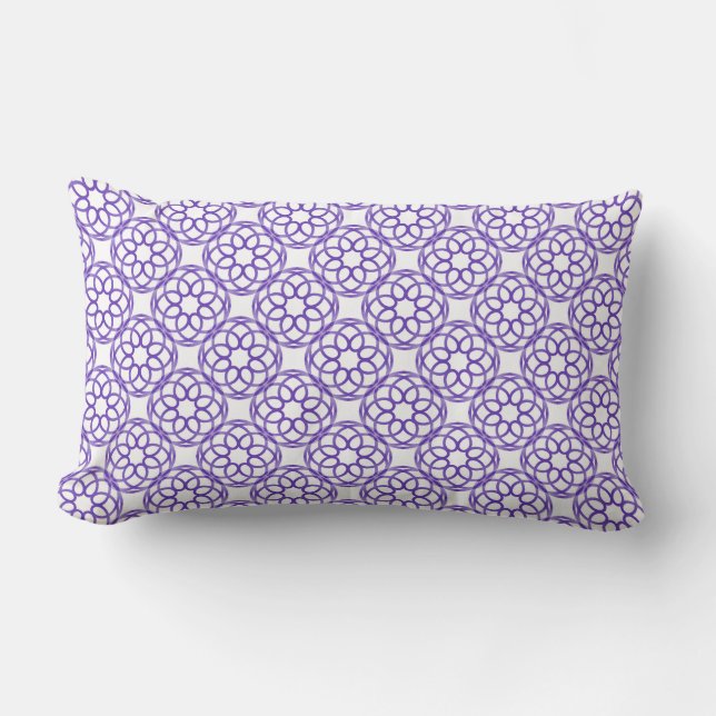 Coussin Rectangle Motif géométrique blanc violet sans couture (Recto)
