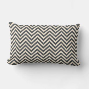Coussin Rectangle Motif géométrique Chevron gris foncé blanc cassé