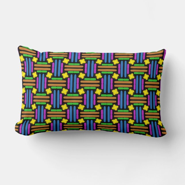 Coussin Rectangle Motif géométrique coloré vibrant  (Recto)