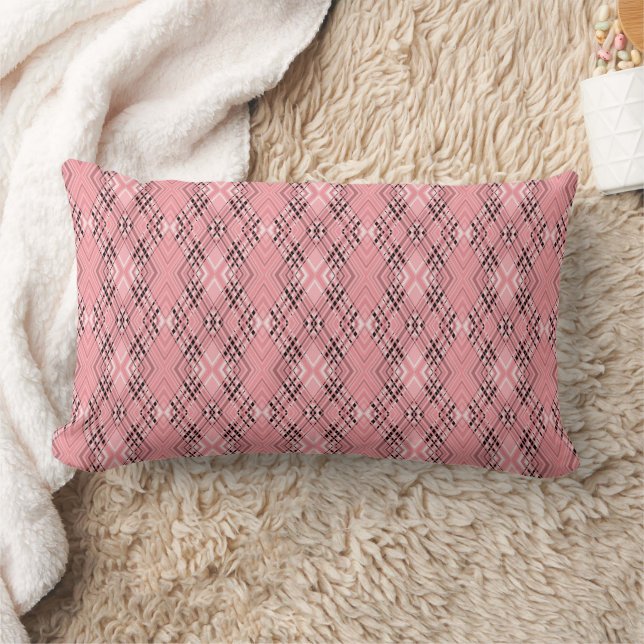 Coussin Rectangle Motif géométrique corail rétro losanges (Couverture)