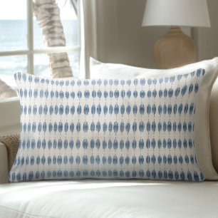 Coussin Rectangle Motif géométrique côtier bleu et blanc