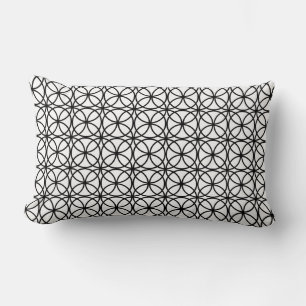 Coussin Rectangle Motif géométrique de cercle blanc noir chic