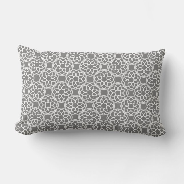 Coussin Rectangle Motif géométrique gris blanc sans couture (Recto)