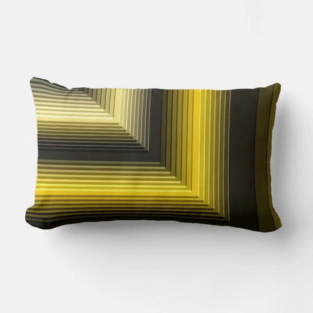 Coussin Rectangle motif géométrique jaune noir (Recto)