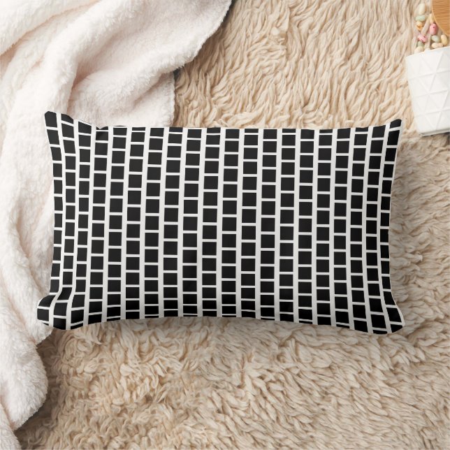 Coussin Rectangle Motif géométrique moderne noir et blanc Lumbar Pi (Couverture)