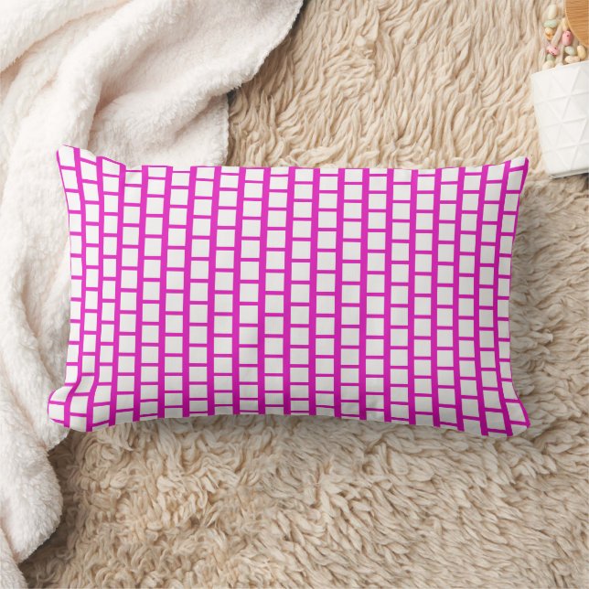 Coussin Rectangle Motif géométrique moderne rose chaud et blanc (Couverture)