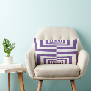 Coussin Rectangle Motif géométrique moderne violet foncé et blanc
