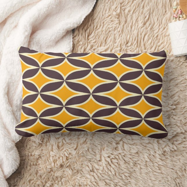 Coussin Rectangle Motif géométrique rétro feuille jaune et marron (Couverture)
