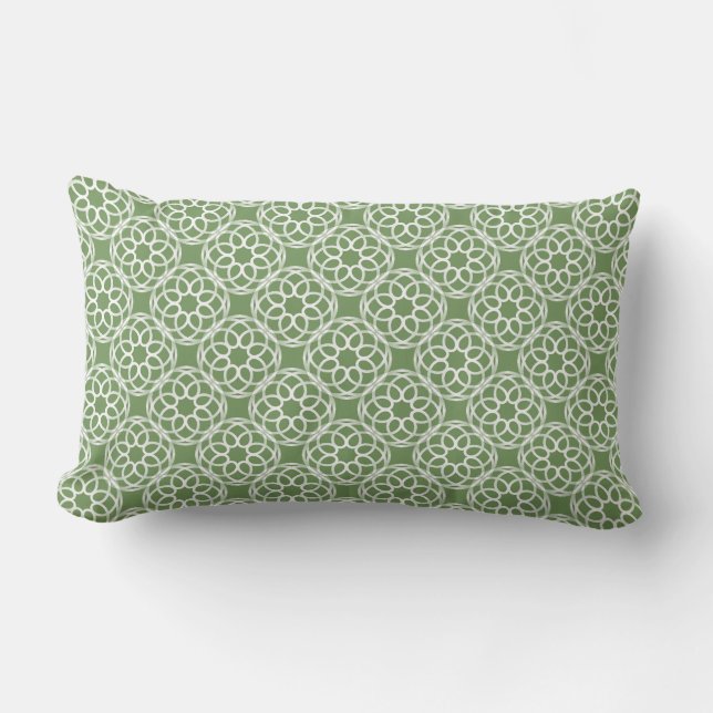 Coussin Rectangle Motif géométrique sans couture vert sauge blanc (Recto)