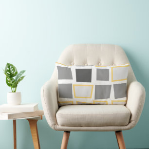 Coussin Rectangle Motif géométrique triangle Abstrait gris et blanc