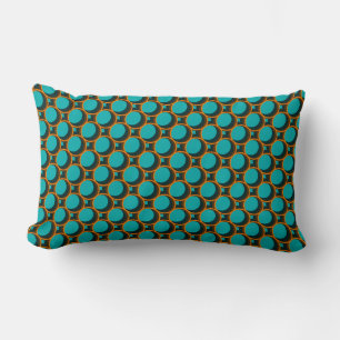 Coussin Rectangle Motif géométrique turquoise et orange
