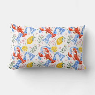Coussin Rectangle Motif Gingham Été Italien Homard et Citron