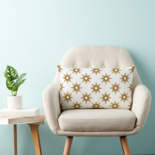 Coussin Rectangle Motif Gold & White Star
