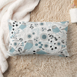 Coussin Rectangle Motif gris bleu chickadee