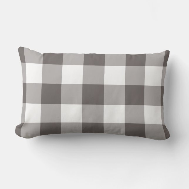 Coussin Rectangle Motif gris et blanc En vichy (Recto)