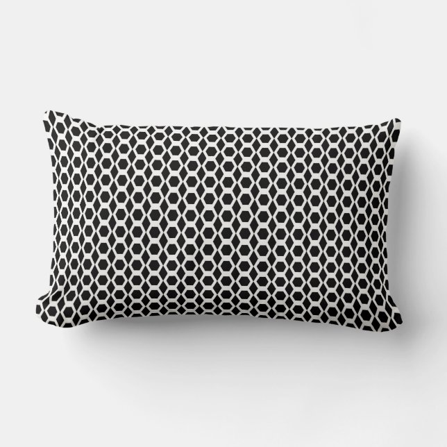 Coussin Rectangle Motif Hexagone Noir Blanc (Recto)