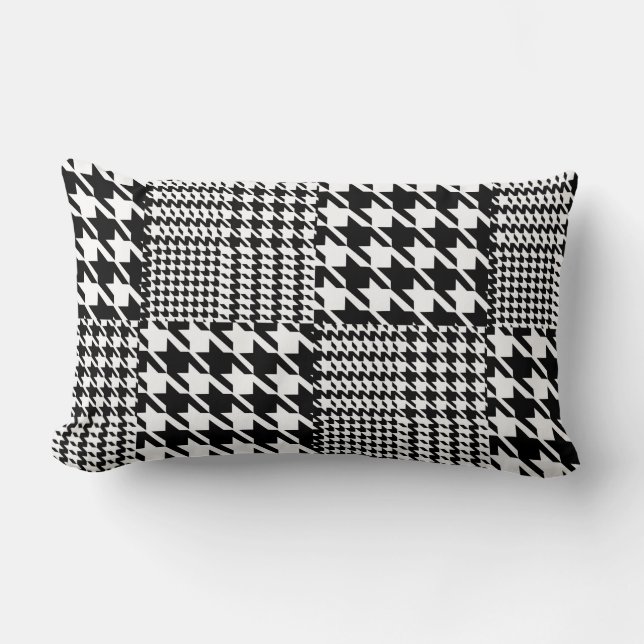 Coussin Rectangle Motif Houndstooth noir et blanc (Recto)