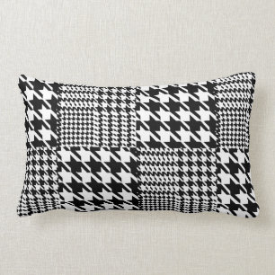 Coussin Rectangle Motif Houndstooth noir et blanc