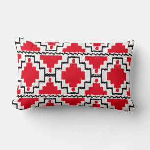 Coussin Rectangle Motif Ikat Aztec - Rouge, Noir et Blanc