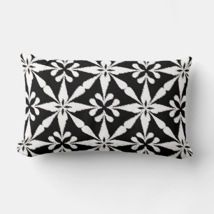 Coussin Rectangle Motif Ikat Star - Noir et Blanc