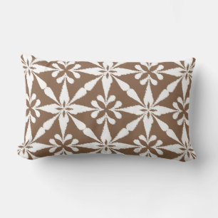 Coussin Rectangle Motif Ikat Star - Taupe Tan et Blanc